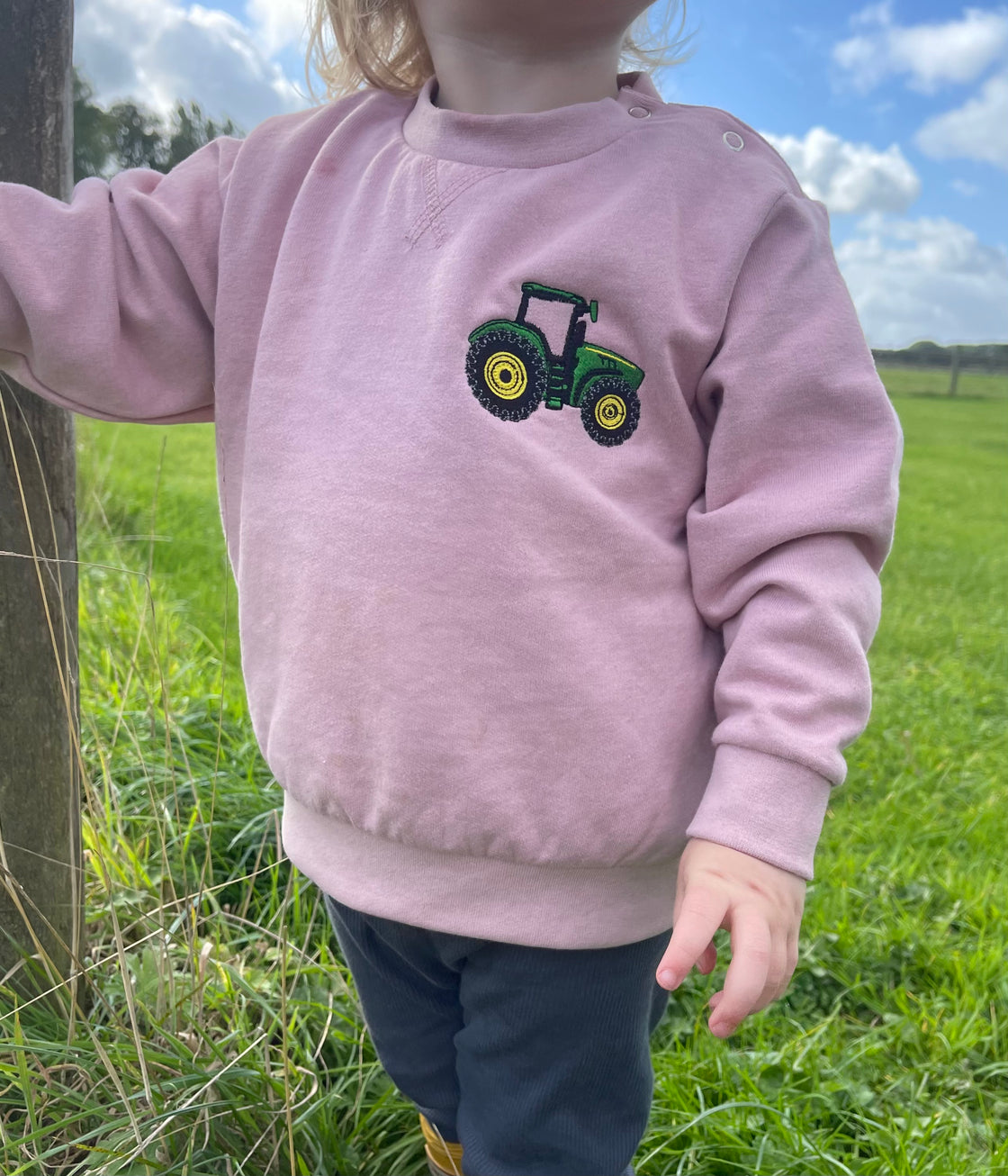 Sustainable Sweatshirt Embroidered With Tractor Design