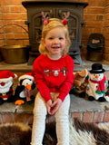Matching Children/Adult Christmas Sweatshirt Embroidered With 3 Animal Santa Hat Design