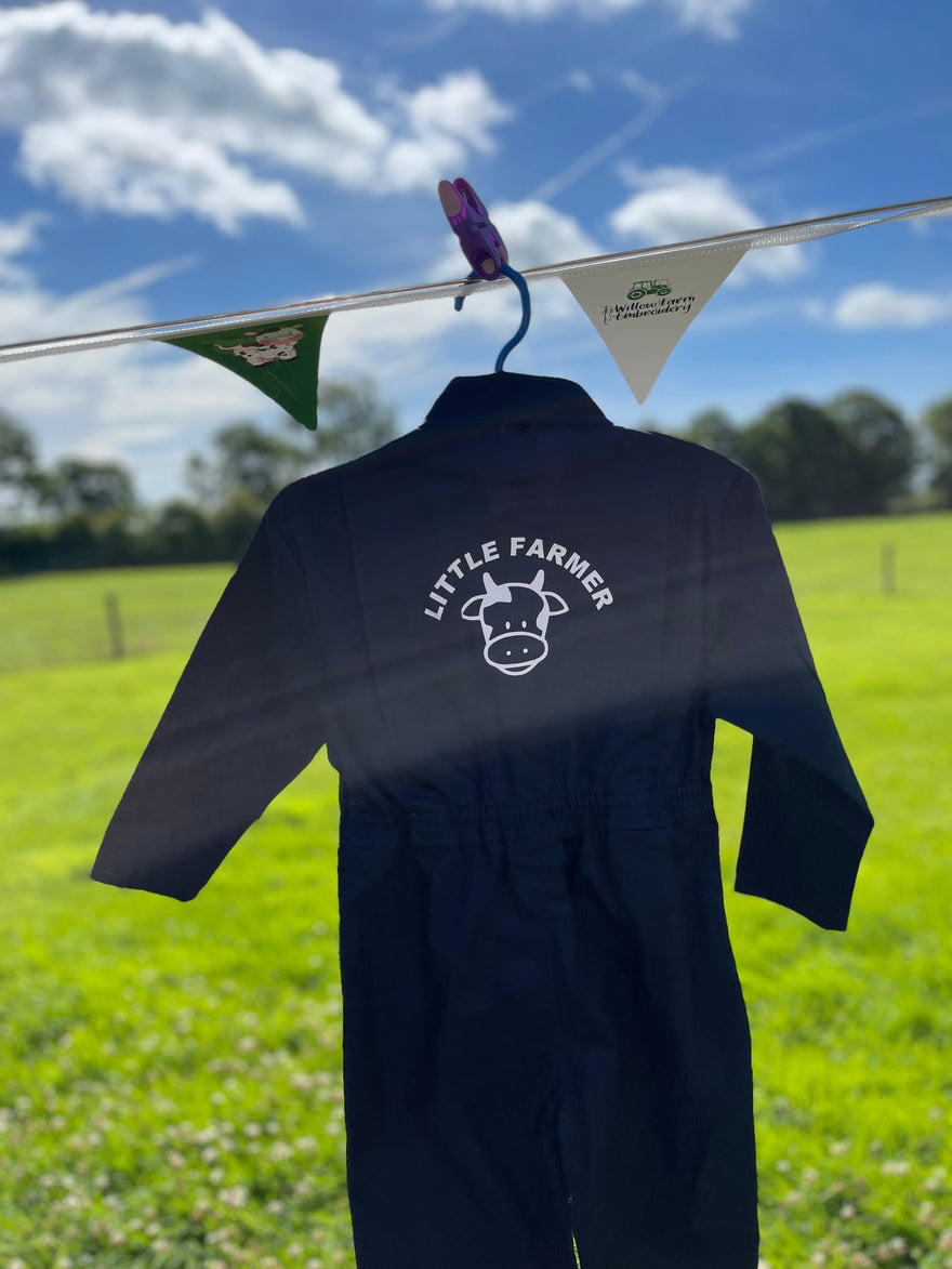 Printed Little Farmer Cow Design Overalls