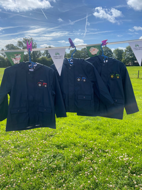 Rain Jacket Embroidered With Tractor