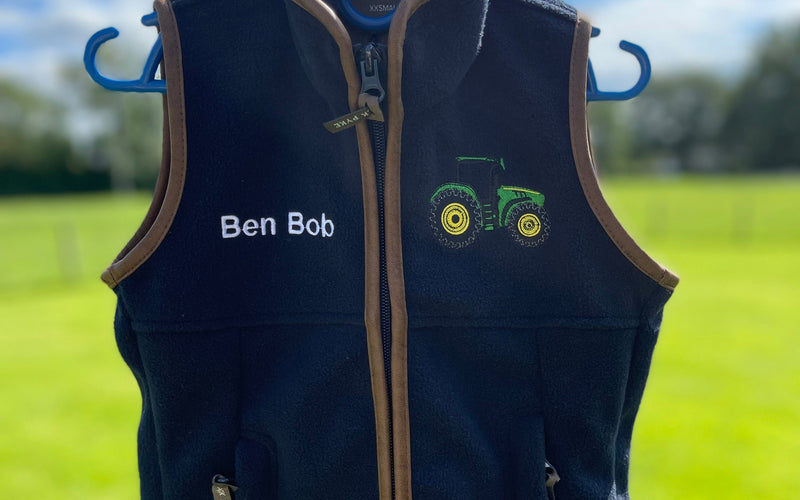 Gilet Embroidered With Tractor or Animal Design