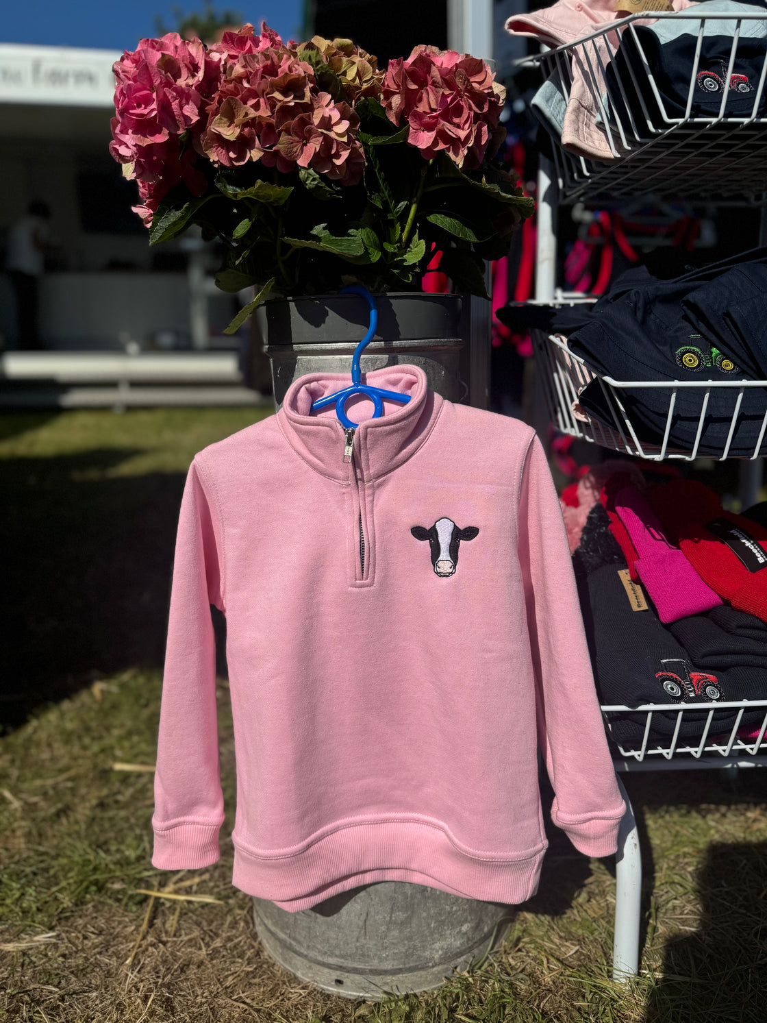 Children's 1/4 zip Sweatshirt Embroidered With Animal/Tractor Design