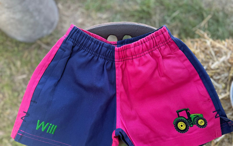 Children's Pink & Navy Shorts with Animal/Tractor Design