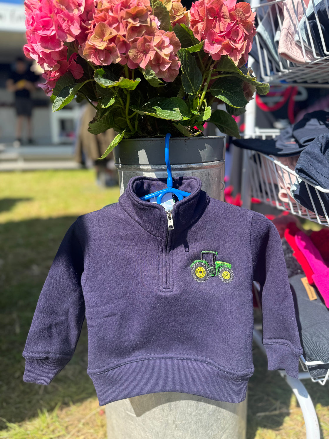 Children's 1/4 zip Sweatshirt Embroidered With Animal/Tractor Design