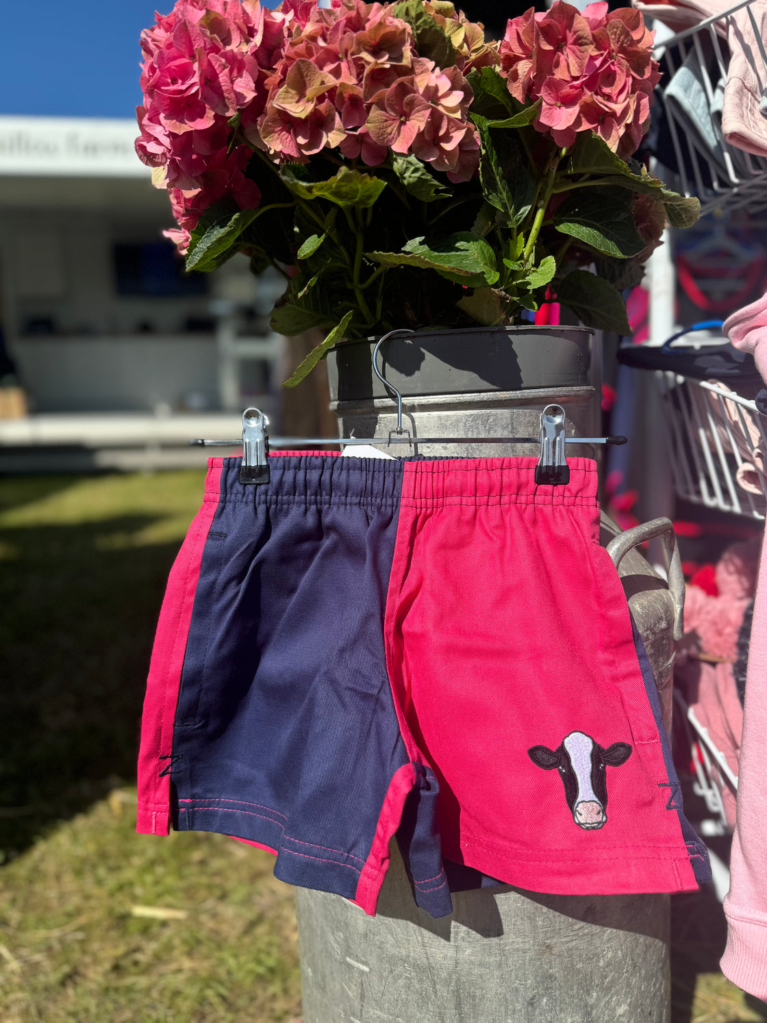 Children's Pink & Navy Shorts with Animal/Tractor Design