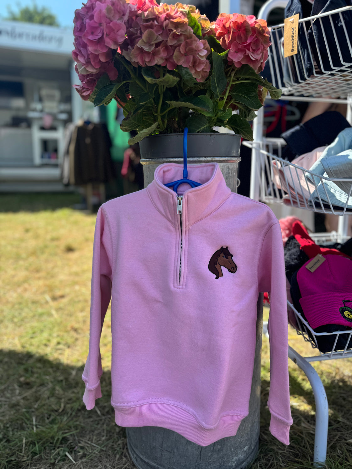 Children's 1/4 zip Sweatshirt Embroidered With Animal/Tractor Design