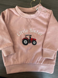 Sweatshirt Embroidered With Big/Little Sibling Tractor Design