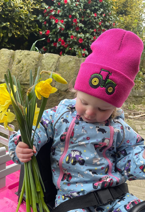 Kids / Adults Beanie Hat with Tractor/Animal Embroidery
