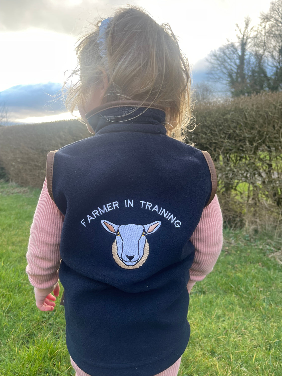 Fleece gilet embroidered with Farmer In Training Design