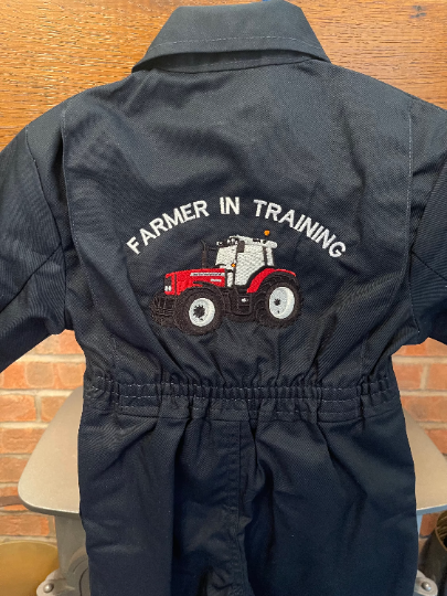 Embroidered Farmer In Training Overalls - Red Tractor