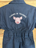 Embroidered Farmer In Training Overalls - Pig