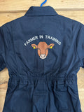 Embroidered Farmer In Training Overalls - Beef Cow