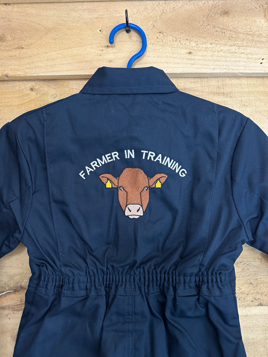 Embroidered Farmer In Training Overalls - Beef Cow