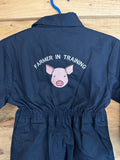 Embroidered Farmer In Training Overalls - Pig